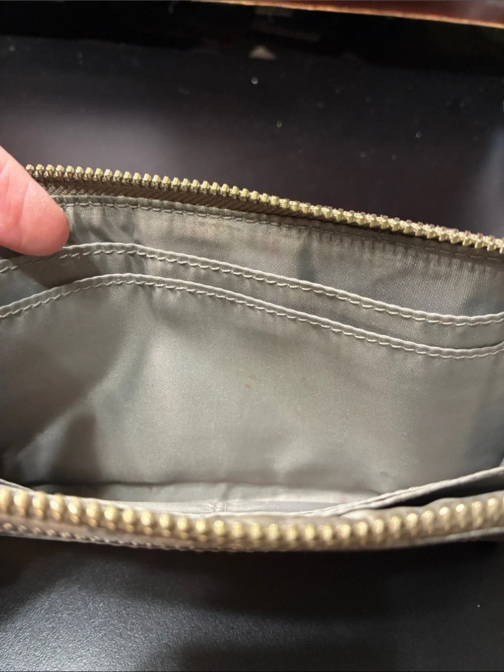 Coach Metallic Taupe Leather Wristlet